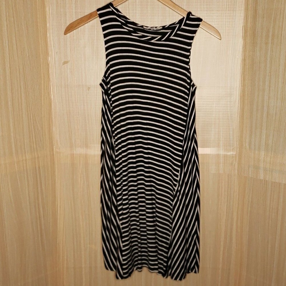 Peyton Jensen Black White Stripe Tank Dress XS